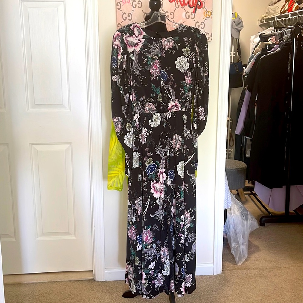 Long sleeve silk dress